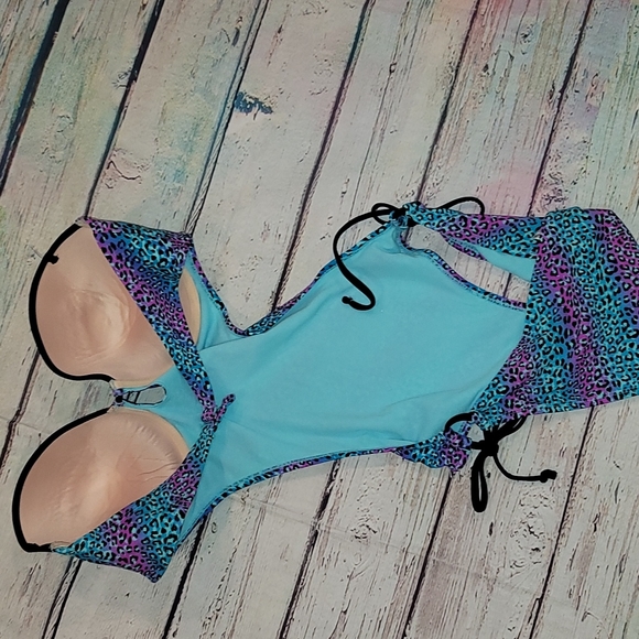 Blue purple leapord monokini - Picture 6 of 8